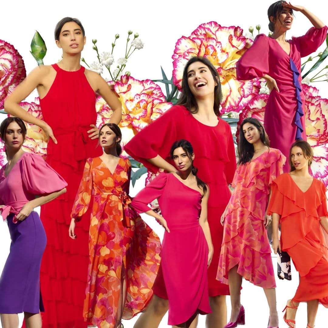 Campaña de vestidos de fiesta en rojos y rosas para LaMusa Woman